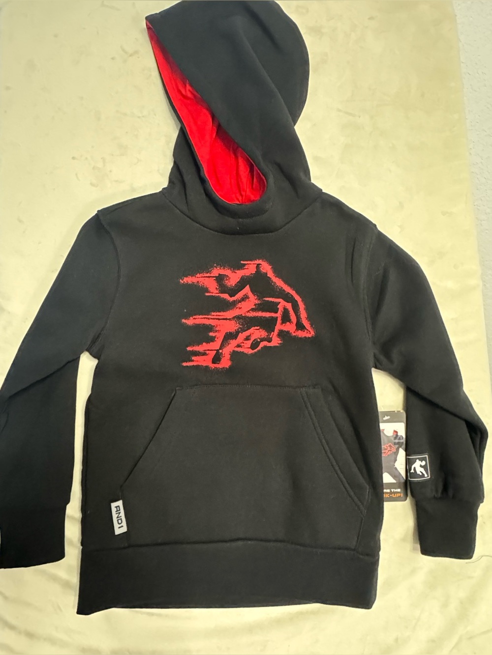 ❤️🖤AND1 Boys Black Red Basketball Hoodie XS 4/5 NWT